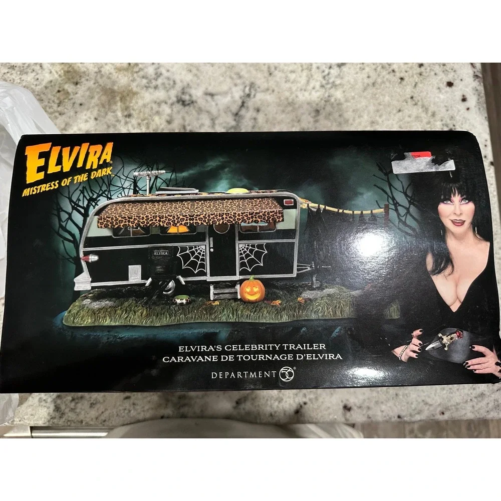 Department 56 Elvira Celebrity Trailer Halloween Village Black Good 6009786